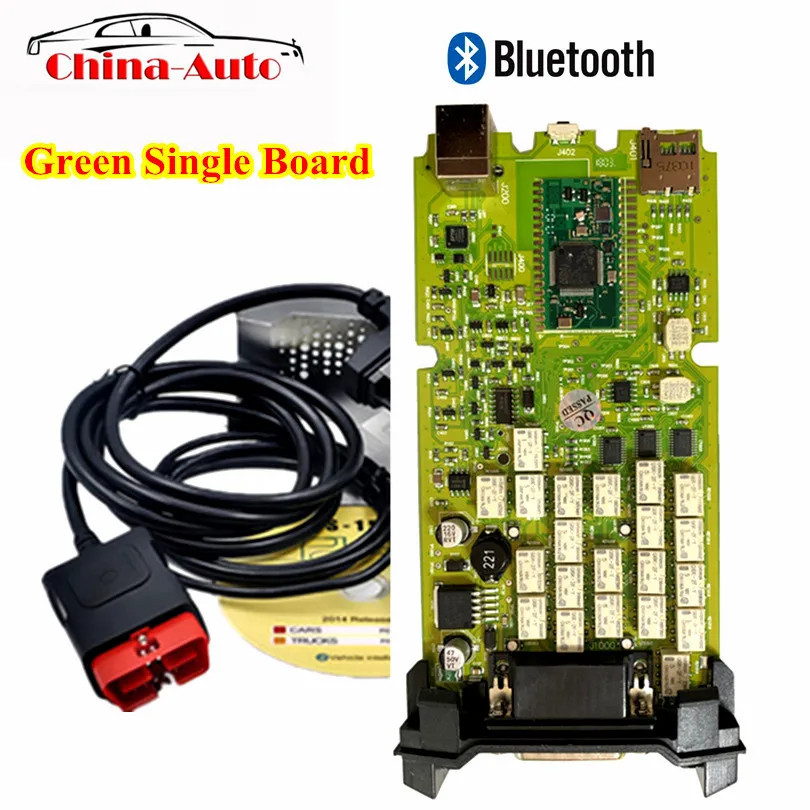 OBDIICAT-CDP зеленый одноплатный TCS PRO для автомобилей/грузовиков/Generic 3 в 1 Bluetooth OBD2 сканер,00 программное обеспечение диагностический инструмент
