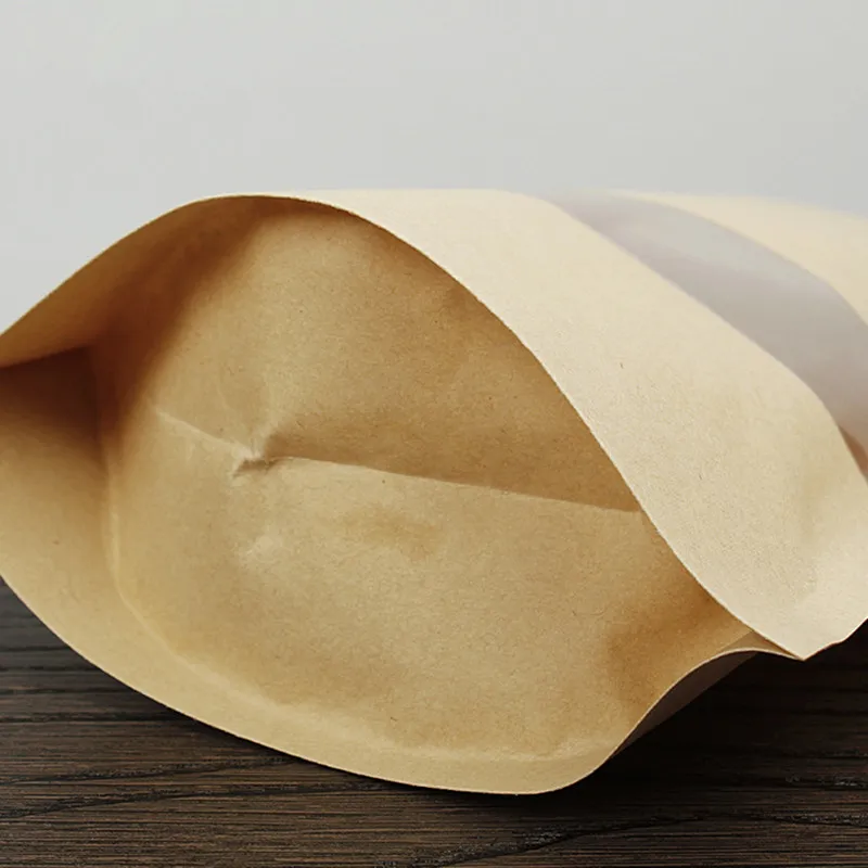 50-Piece Kraft Paper Zip Lock Bag with Clear Window for Self-Sealing Ground Coffee Capsules, Sex Cosplay Socks, Gloves, and Gift Packaging image 4