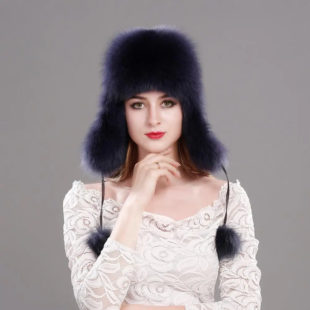 2019 меховая шапка для женщин из натурального меха енота лисы российские