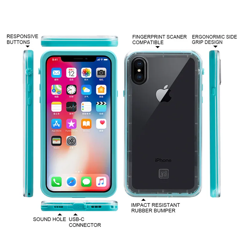Водонепроницаемый чехол для iPhone X подводная ударопрочная защита IP68 от снега iPhonex