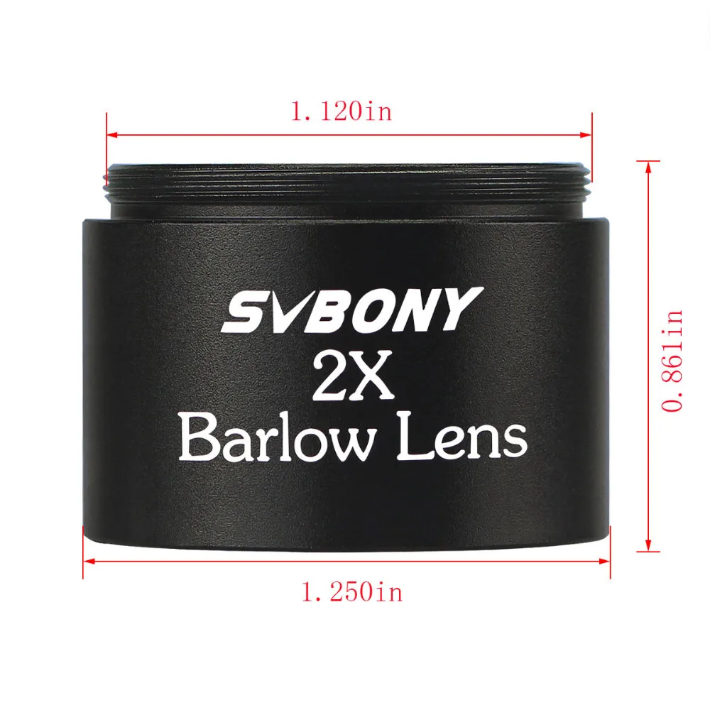 SVBONY-lente Barlow M28.6 * 1,25 para prismáticos Monocular estándar, telescopio óptico compacto, 0,6mm, 31,7 pulgadas, 2X