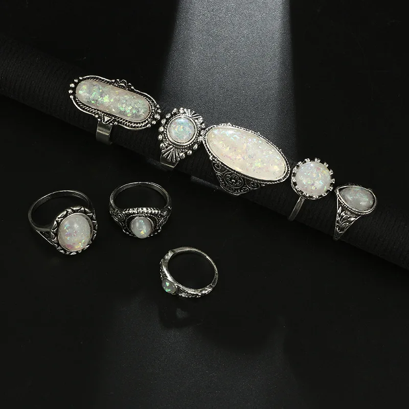 TianBo новый дизайн винтажный Opal набор колец на сустав пальца для женщин
