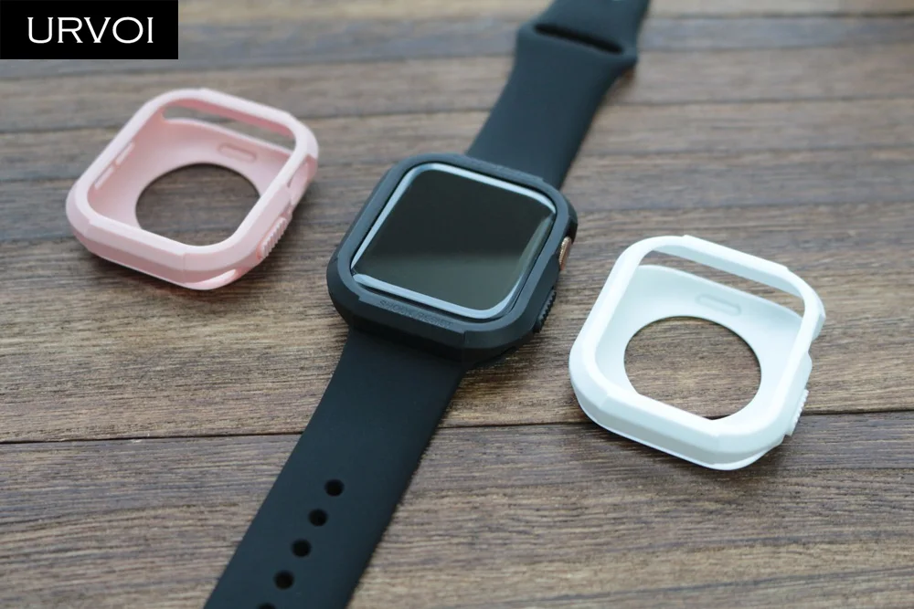 URVOI Полный ТПУ чехол для Apple Watch series 4 5 Чехол Жесткий Броня Жесткий Бампер протектор для iWatch ударопрочный каркас 40 44 мм