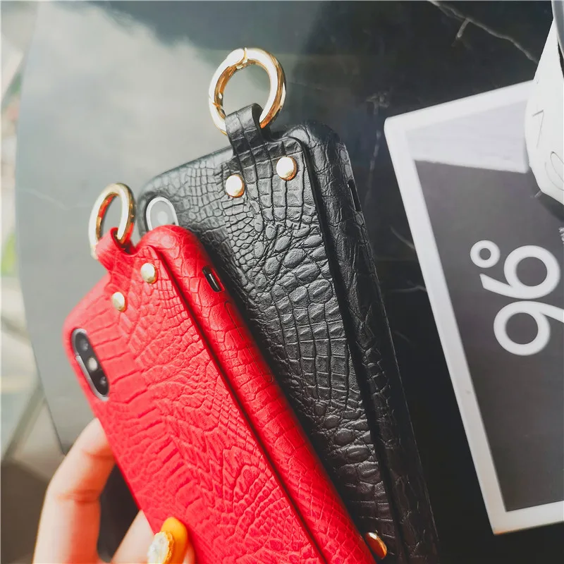 Luxury Crocodile Texture Phone Case For iphone XS MAX XR X 7 8 6 6s Plus Wristband Stand Cover iPhone Pu Leather Coque |
