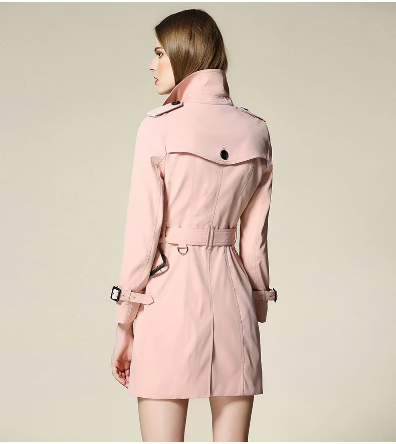 

2018 Women's coat Winter warm mid long Trench coat for women D-ring belt Overcoat anti-wrinkle classic outfit women' s clothes