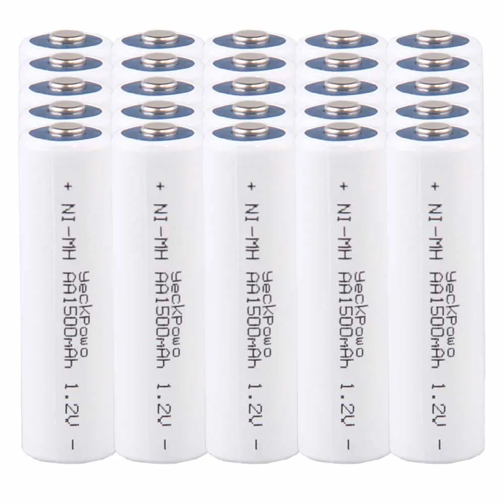 Самая низкая цена 25 шт AA батареи 1 2 v перезаряжаемые 1500mAh nimh для