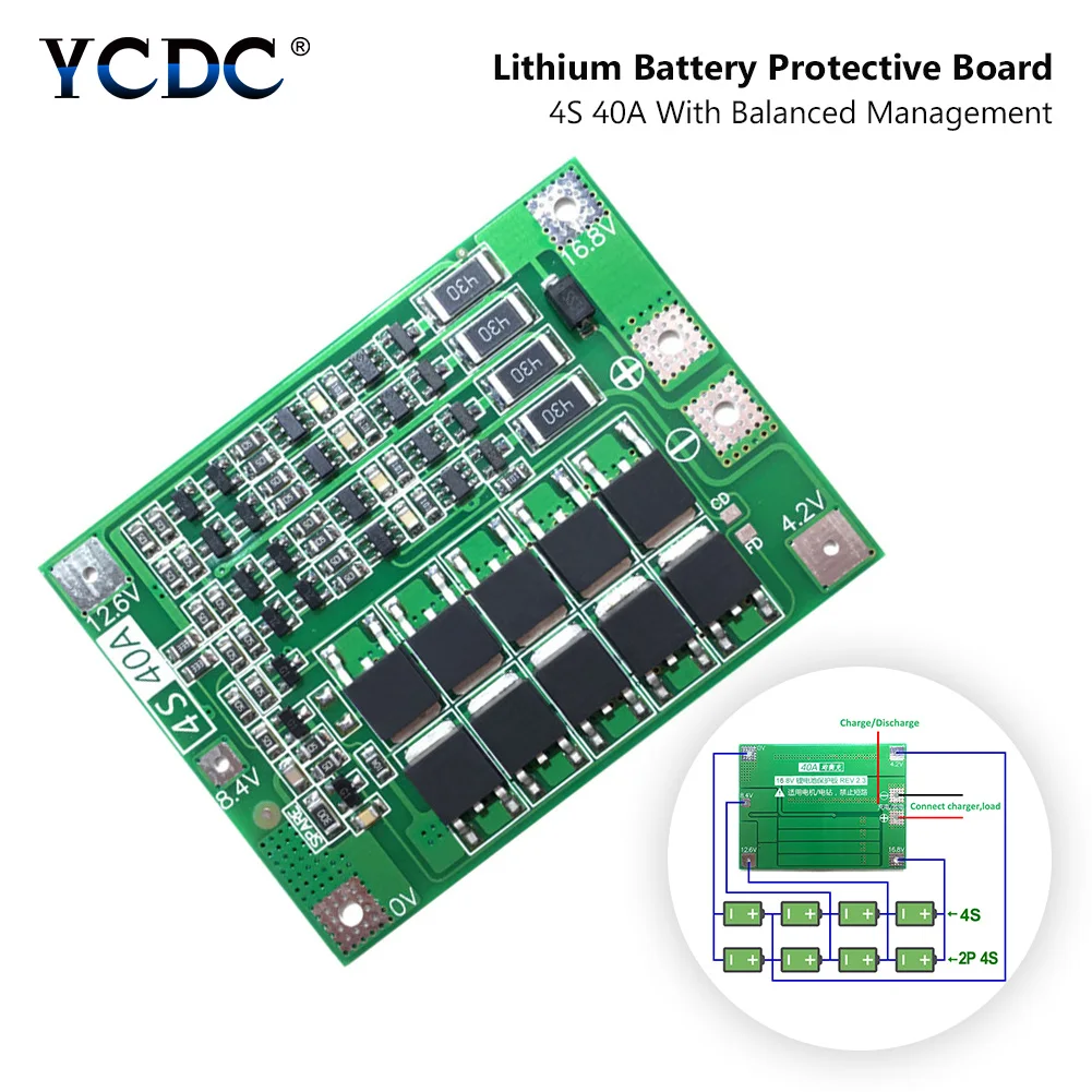 4S 40A литий-ионная батарея 18650 зарядное устройство PCB плата защиты BMS с балансом для бурильного двигателя 14,8 в 16,8 в Lipo модуль