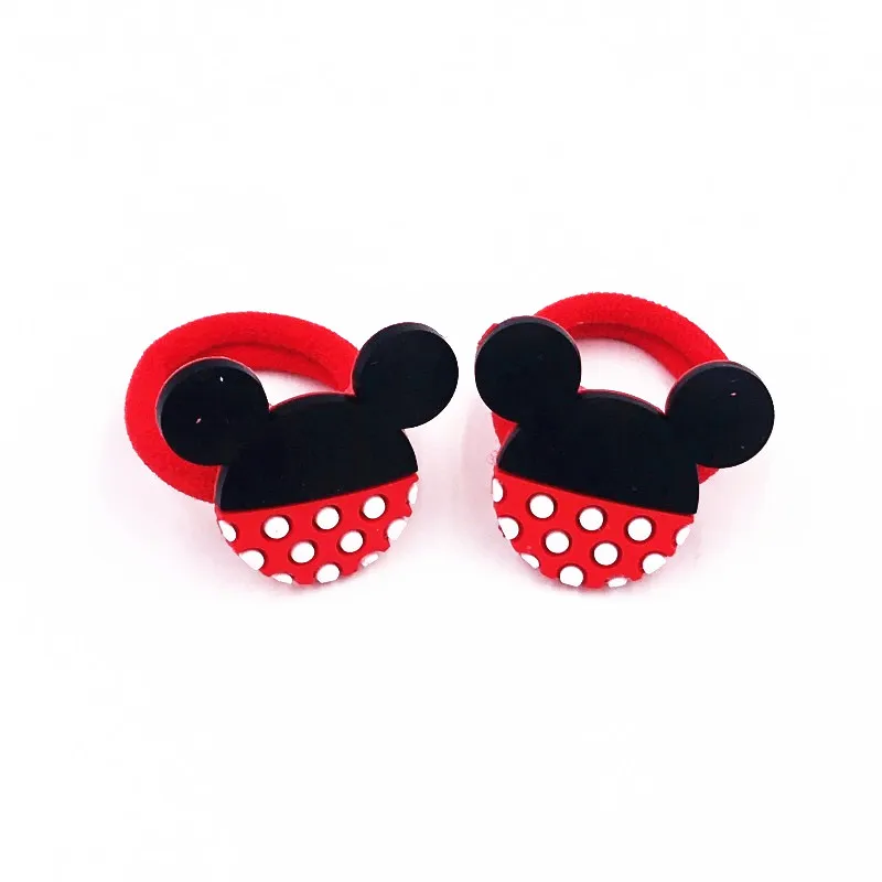 2PCS High Quality Cartoon Princess PVC Soft Fabric Hair Bands For Head Accessories Mickey Kids Rubber Ropes Girls Gifts | Детская одежда