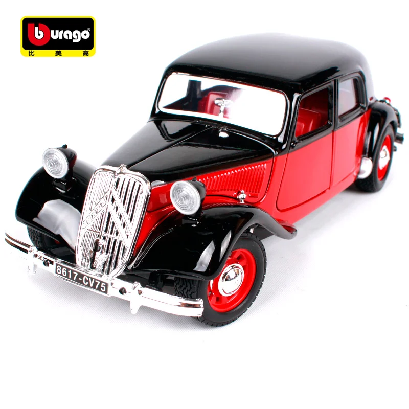 Винтажный Автомобиль Bburago 22017 1952 Citroen TA 15cv красный и черный цвета литой под
