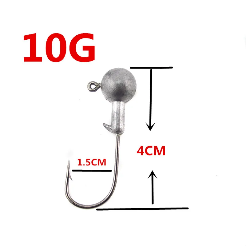 10g Новинка, 5 шт./партия, новинка, высокое качество, 1 г/3,5 г/5 г/5,5 г/7 г/10 г, свинцовая головка, крючок, джиг оснатка приманки, рыболовные крючки для мягкой приманки, рыболовные снасти - Цвет: 10g