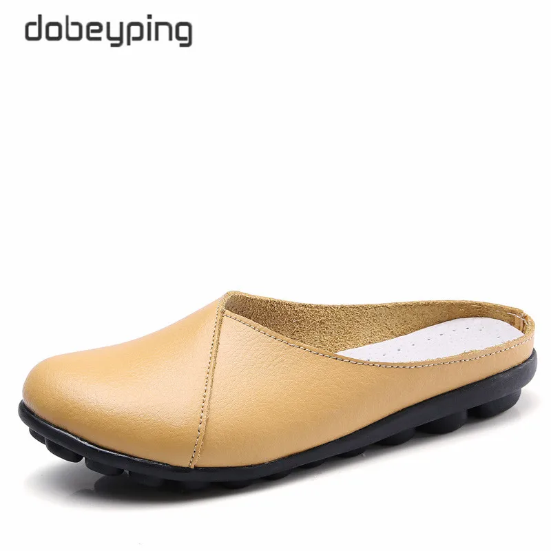 Yellow Dobeyping/Новое поступление года; летние туфли; женские туфли из коровьей кожи на плоской подошве; женские лоферы без застежки; женская однотонная обувь; большие размеры 35-44 - Цвет: Yellow