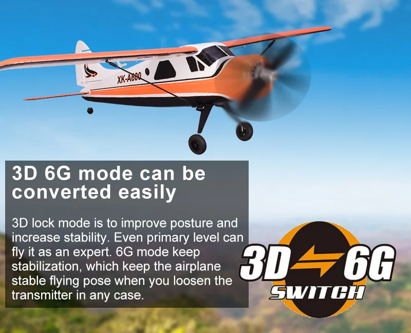 XK DHC-2 A600 2 4G 4CH бесщеточный 3D6G Системы RC Самолет 6 оси AB Glider пульт дистанционного