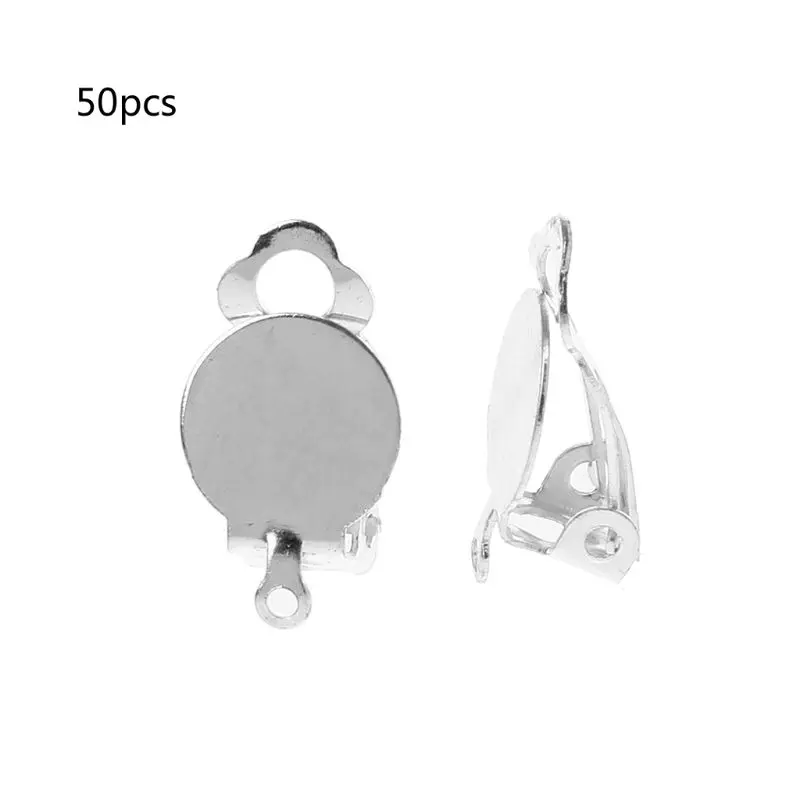 

50Pcs Flat Round Tray Clip-on Earring Converter DIY Earring Pierced into Clip on