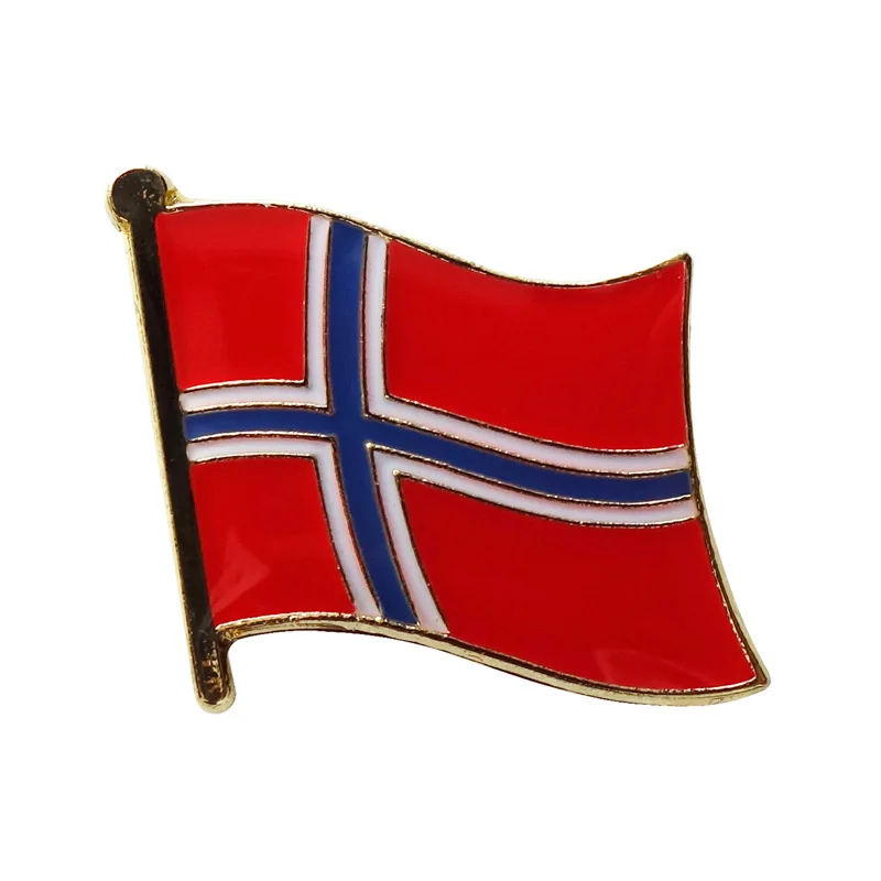 Металлический значок с флагом Норвегии + Железная латунь покрытием из железа