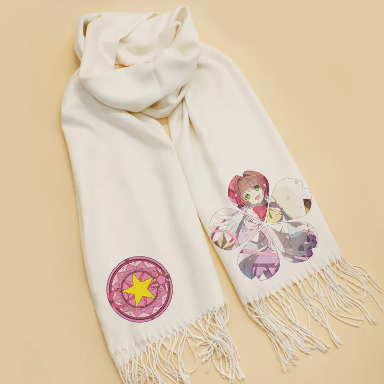 Шарф для косплея Sakura KINOMOTO SAKURA мягкий белый теплый зимний шарф шаль модные новые