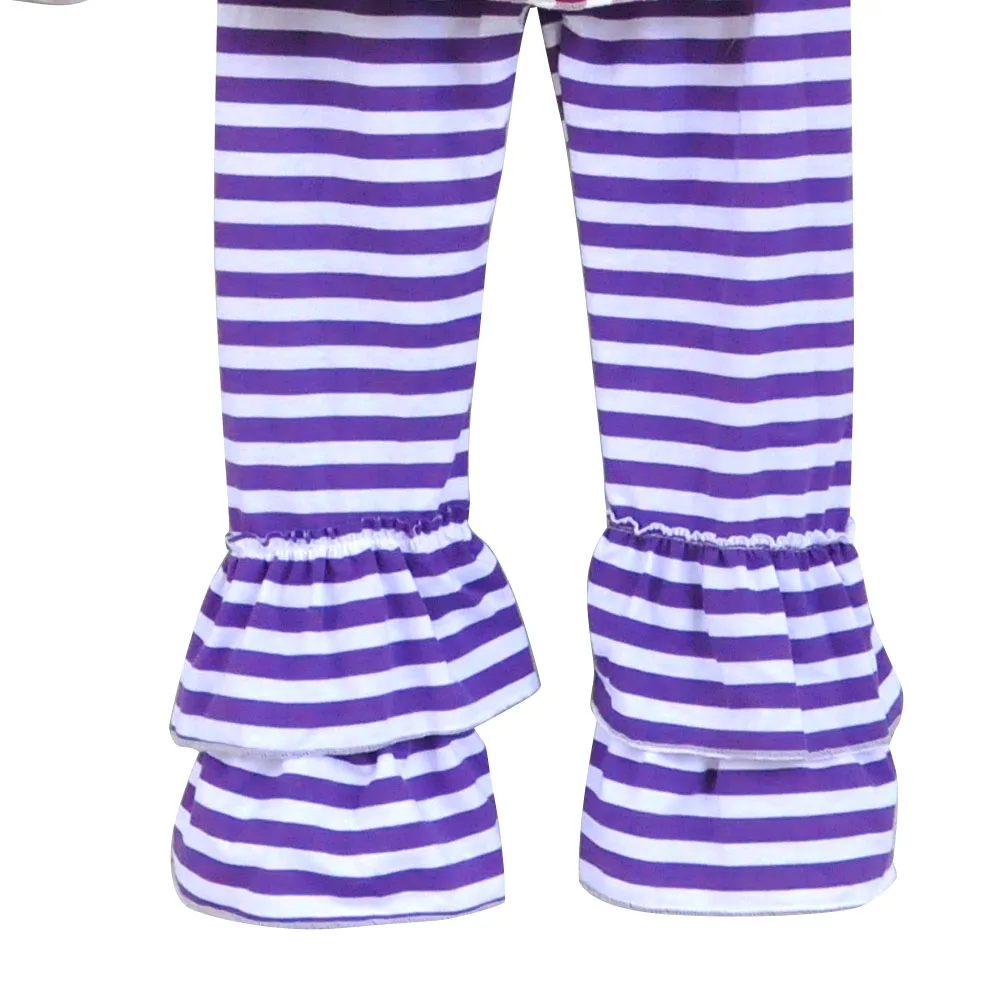 Высокое качество Комплект пижамы для детей на Хэллоуин в полоску топ с рюшами и