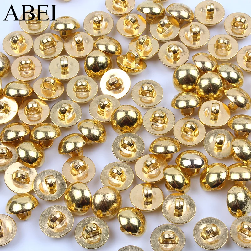 100pcs/lot 11mm Metal Color Round Button DIY Sewing Clothes Ornaments Shank Gold buttons for Garments Shirts Handmade Material