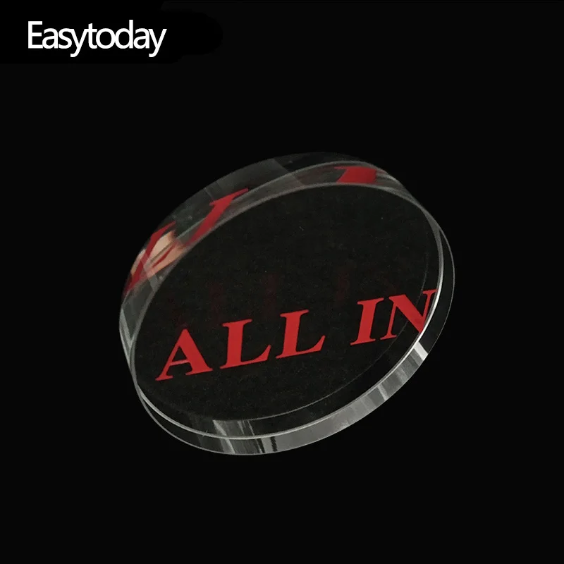 

Easytoday 1Pcs Poker Chips Round All In Transparent Crystal Texas Casinos Special Accessories Red Engraving All In Typeface