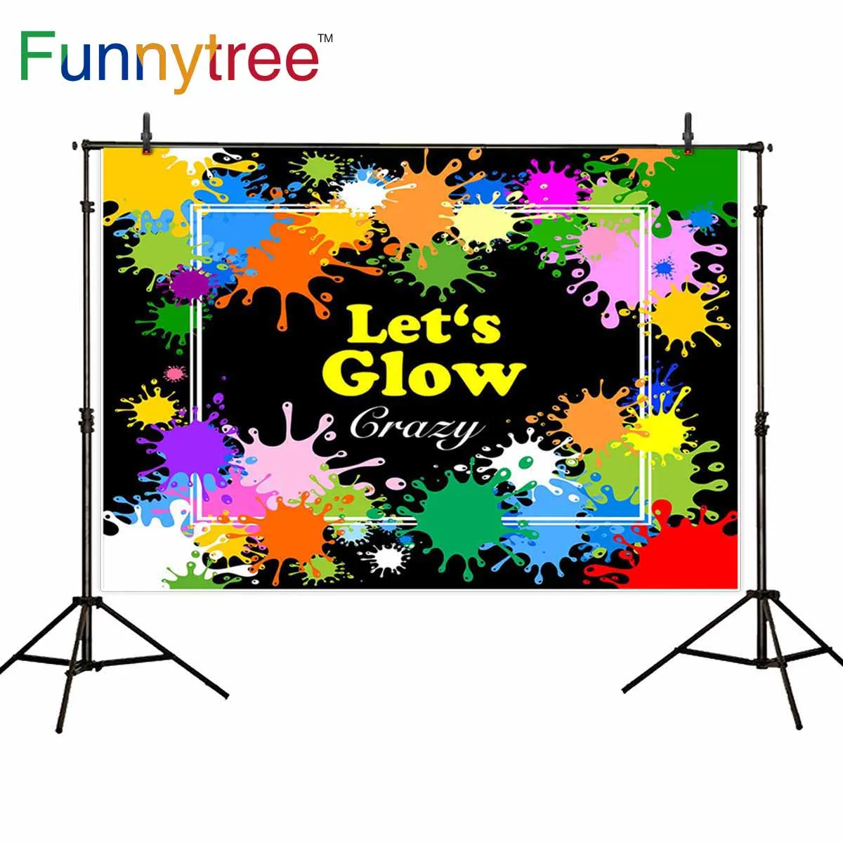 

Фон Funnytree для фотосъемки красочный светящийся черный пользовательское имя детский день рождения фон для фотосъемки Фотофон