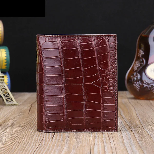 belly skin brown Портмоне мужское Подлинная Крокодил бумажник Мужская кожаная Роскошные Кожа аллигатора кошелек Короткие Двойные кошелек моды небольшой тонкий бумажник для человека Лучший подарок кошелек мужской - Цвет: belly skin brown