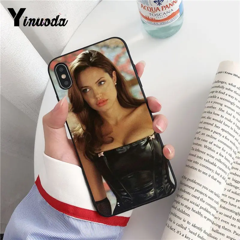 Yinuoda Angelina Jolie черный мягкий чехол для телефона из ТПУ iPhone 8 7 6 6S Plus 5 5S SE XR X XS MAX Coque Shell