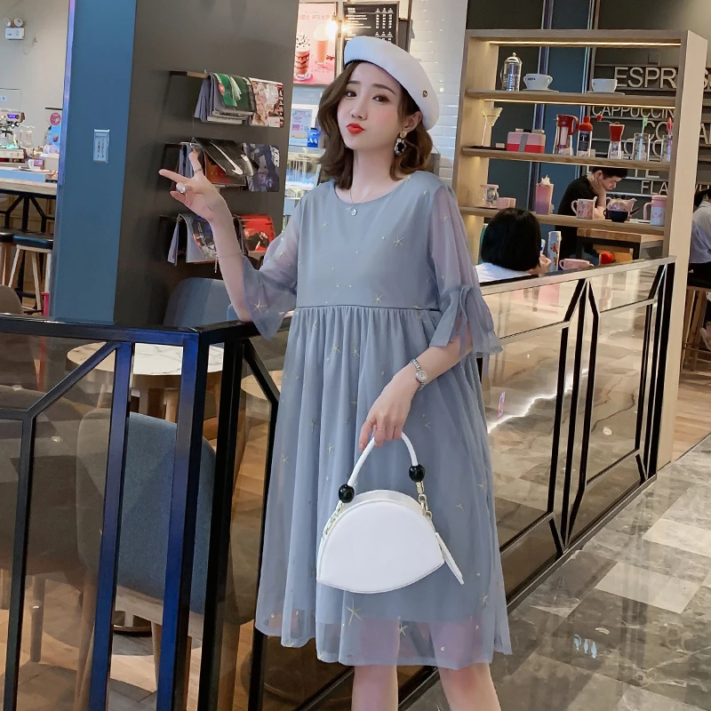 Платье большого размера для беременных шифоновое платье кормления летняя одежда