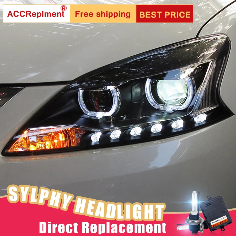 2Pcs LED Headlights For Nissan Sylphy 2012-2015 led car lights Angel eyes xenon HID KIT Fog Daytime Running Lights | Автомобили и