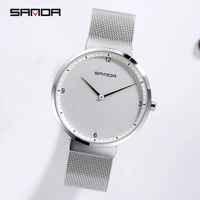 SANDA женские часы из нержавеющей стали с сеткой водонепроницаемые Япония