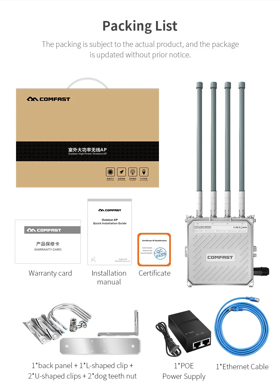 COMFAST WA800V3 1300 Мбит/с двухдиапазонный 5 ГГц Высокая мощность Открытый AP