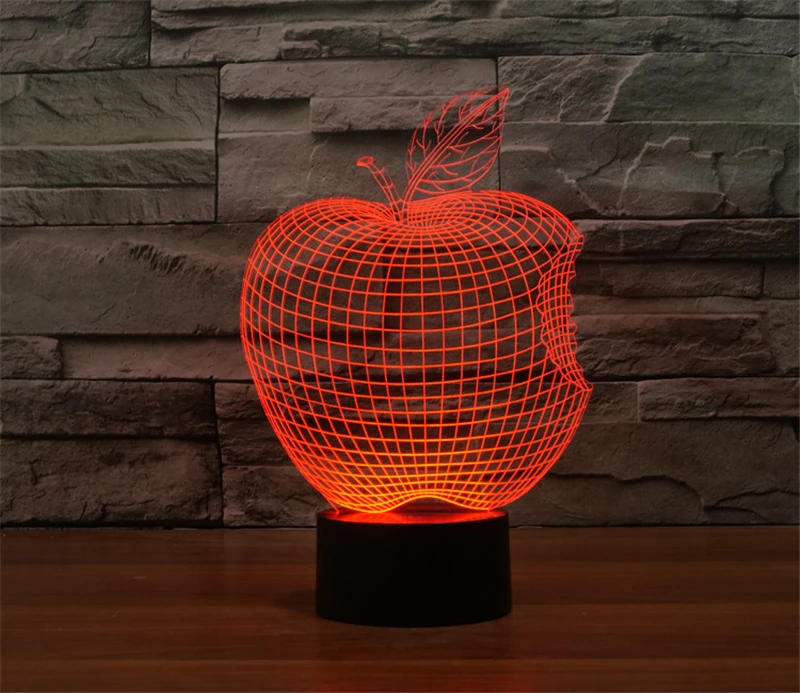 Современный домашний декор 3D ночник APPLE меняющий цвет фруктовый светильник