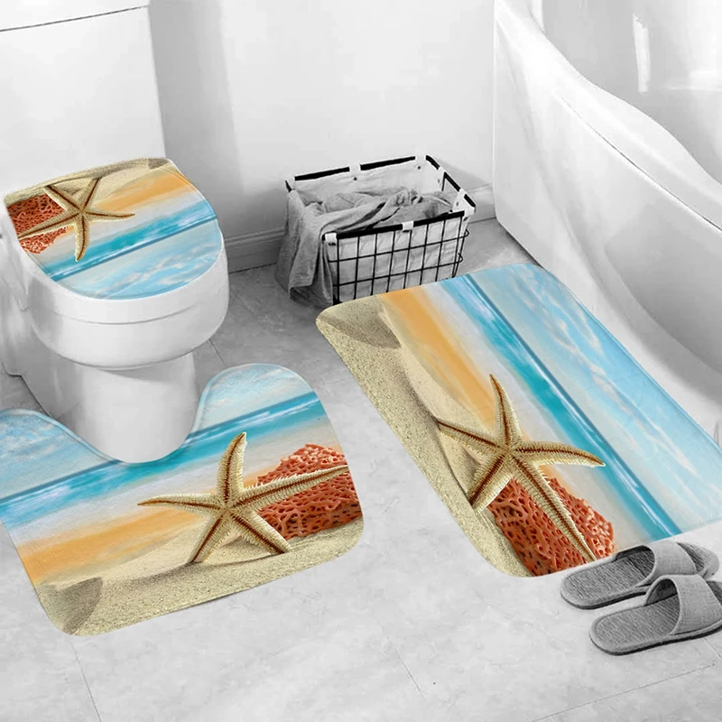 4 шт. набор декора для дома и ванной комнаты пляжный комплект с рисунком морской
