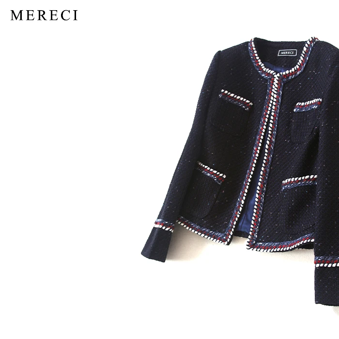 Purebliss черный карман твидовый пиджак 2017 для подиума женские пальто с длинными