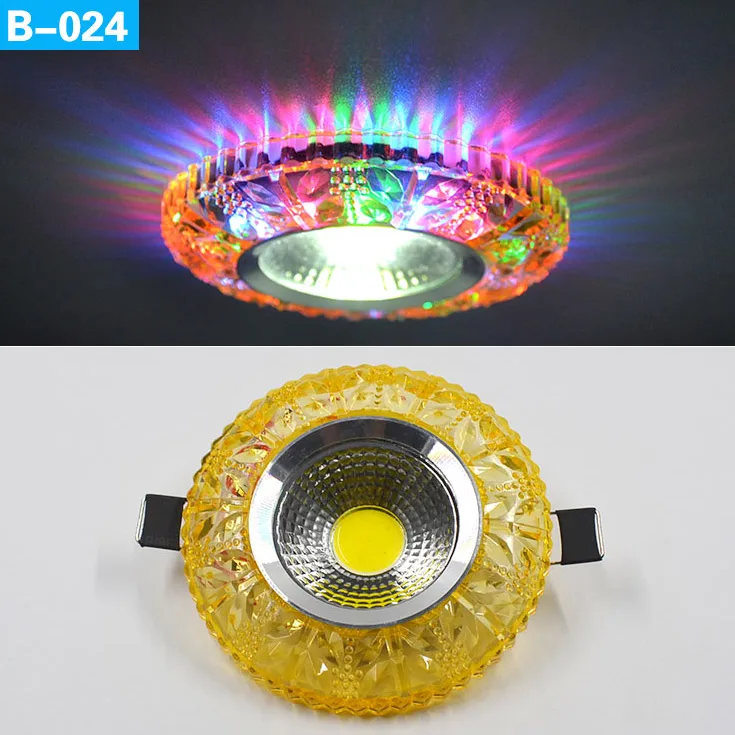 COB светодиодный светильник, цветной панельный светильник RGB 7 Вт 5 Вт 3 Вт 110 В 220 в 230 В встроенный светильник для галогенной лампы, декоративный Точечный светильник s - Испускаемый цвет: B-024