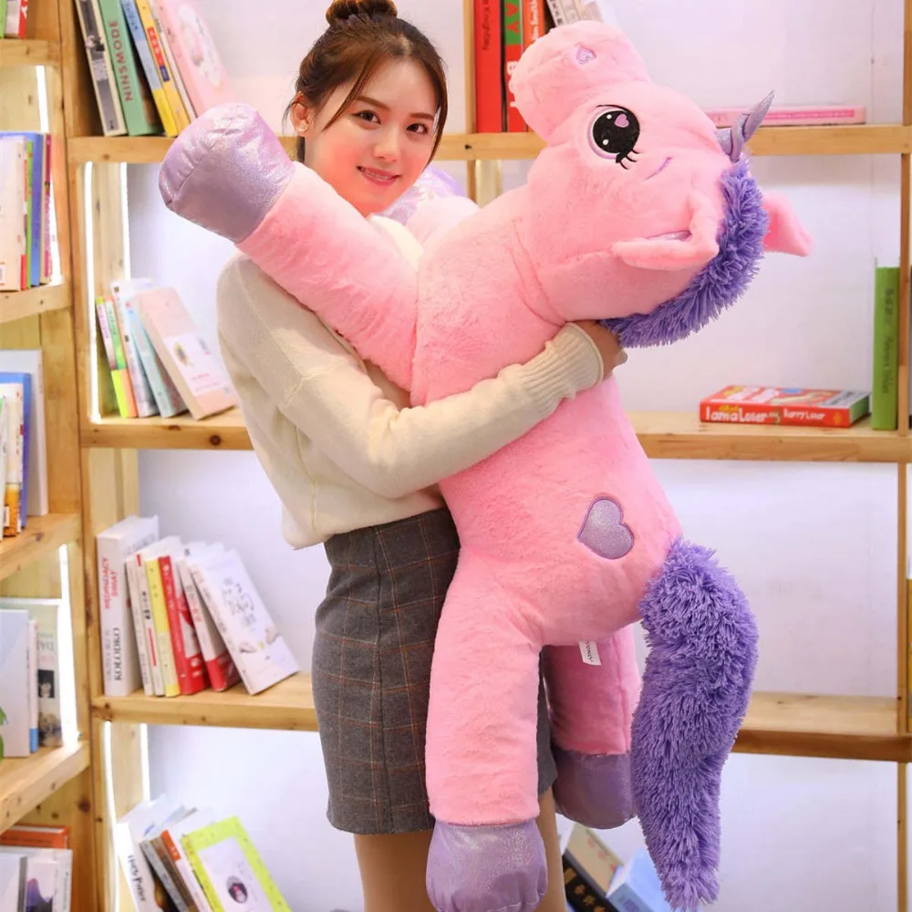 

60-110cm Giant Size Unicorn Plush Toys Cute Pink White Horse Soft Doll Stuffed Animal Large Toys For Children Girl Birthday Gift