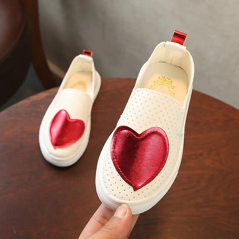 CUZULLAA Kids Breathable Fashion Sneakers Shoes For Boys Girls Spring Summer Slip-on Heart Decoration Casual Size 21-36 | Детская одежда
