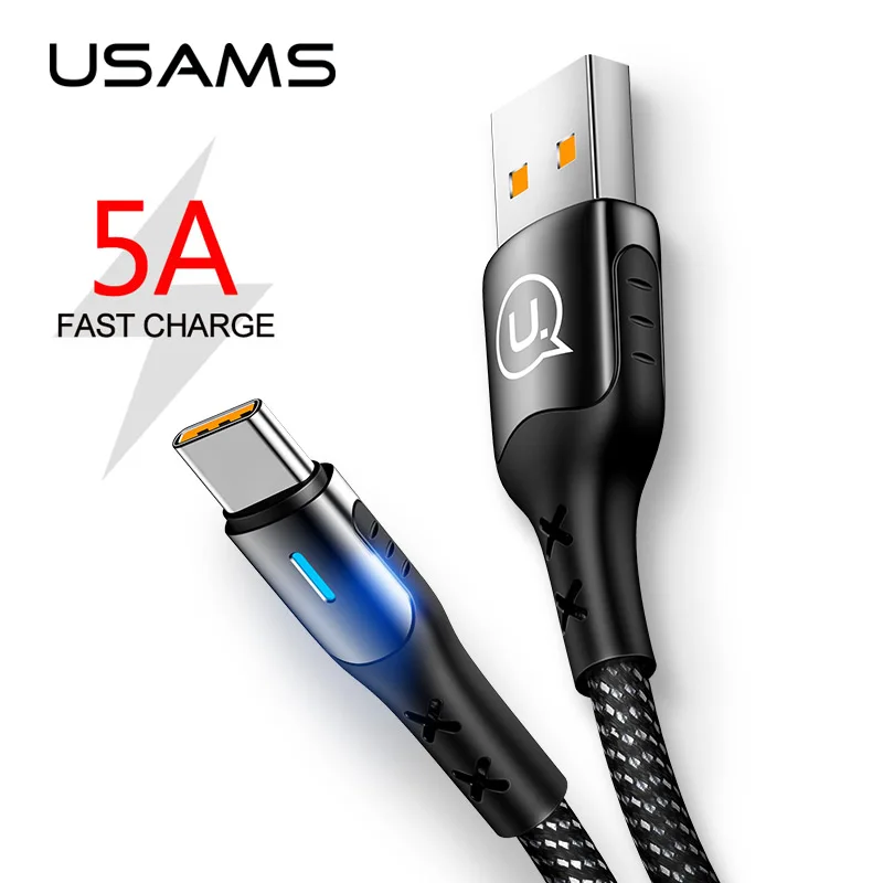 Usb кабель USAMS Type C 5А зарядный быстрый для Huawei P20 OPPO смарт зарядки USB Samsung Xiaomi|Кабели