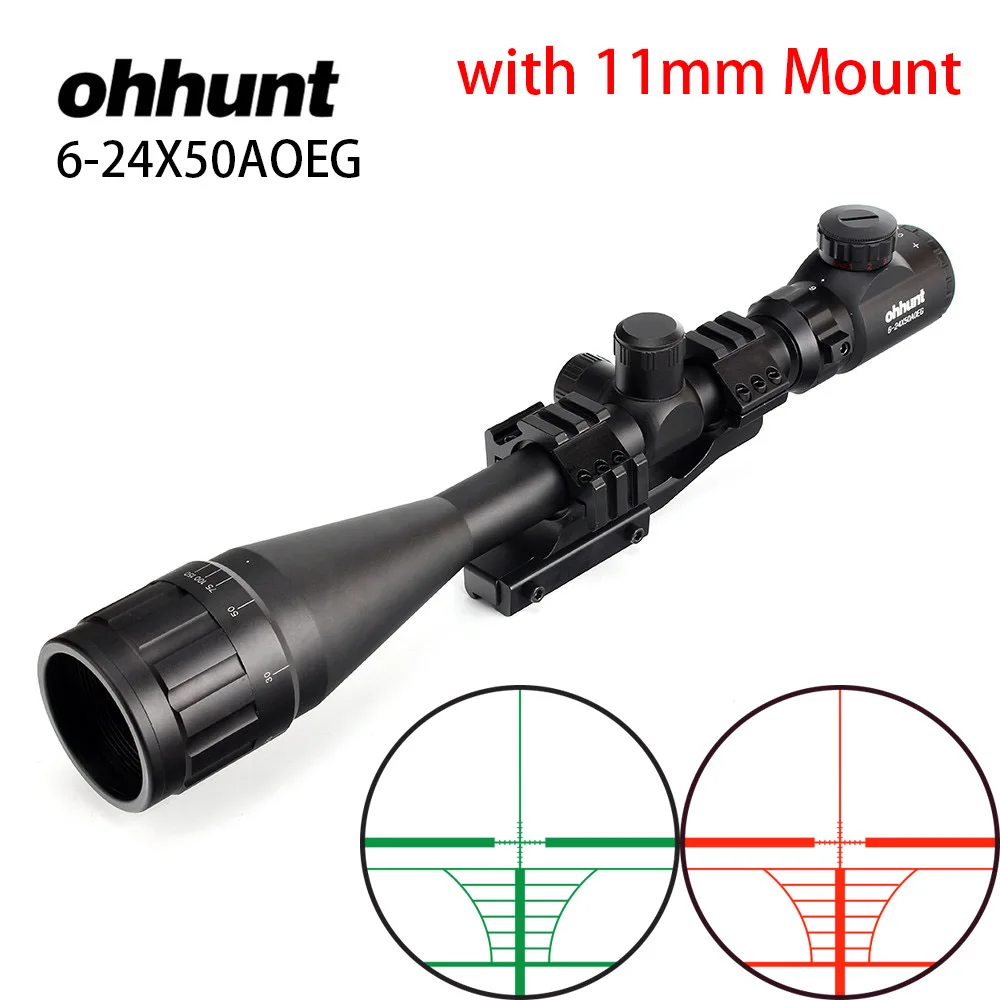 No.04 Ohhunt 6-24X50 AOEG Hunitng Combo Riflescope проволочная сетка с красными/зелеными лазерными прицелами и тактическими оптическими прицелами в виде красной точки - Цвет: No.04