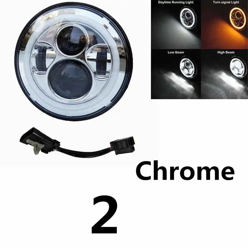 40w Halo light Silve 7 дюймов мотоциклетные светодиодный головной светильник мотоцикл автомобильные фары 6500K H4 ваттов 60 ваттов 80 ваттов с углом зрения Янтарный Включите светильник для Harley Honda Yamaha - Цвет: 40w Halo light Silve
