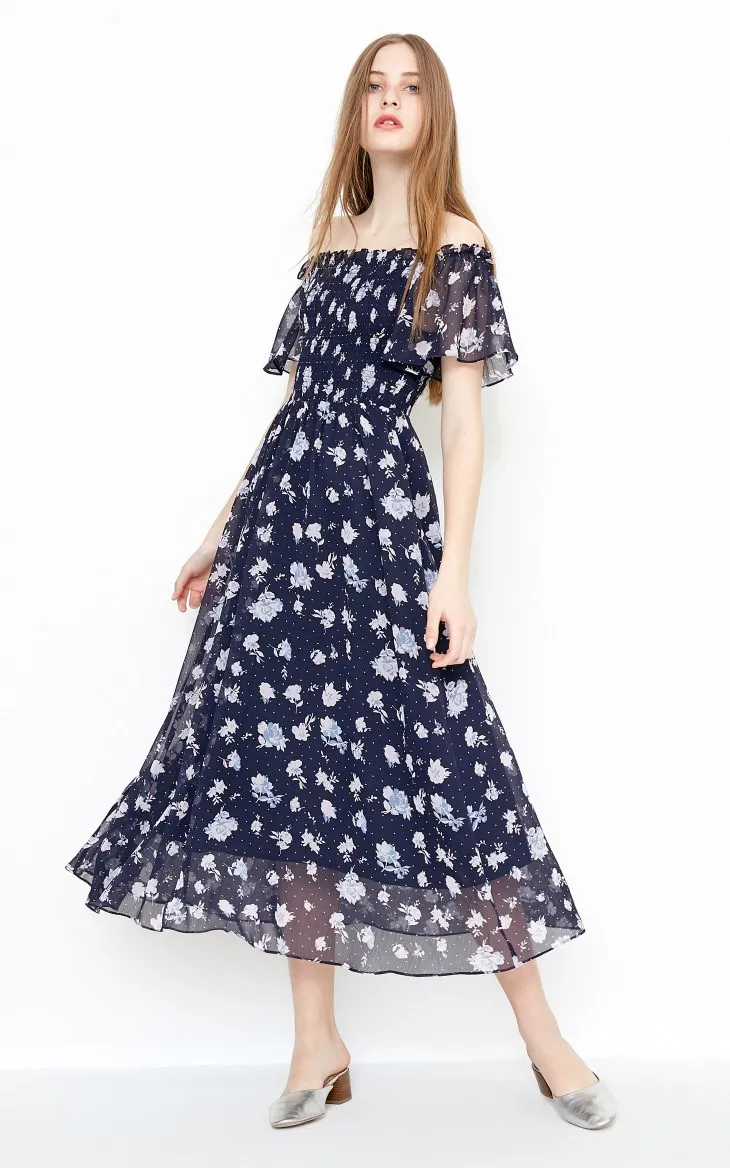 Vero Moda платье Макси/длинное пляжное платье с высокой талией и вырезом лодочкой | 31837B516