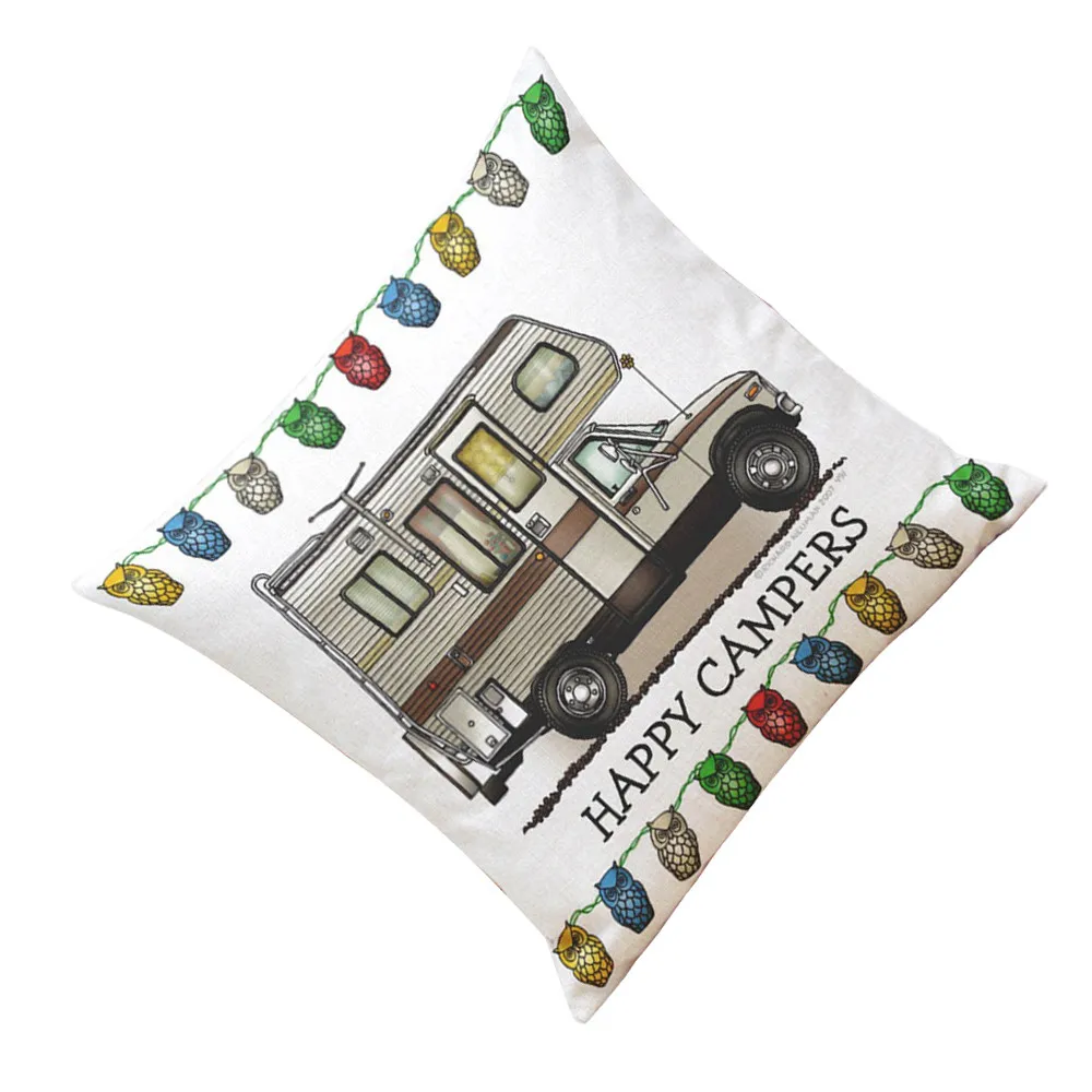 Ouneed декоративные наволочки happy campers наволочка диван талии Бросок Чехлы Home Decor