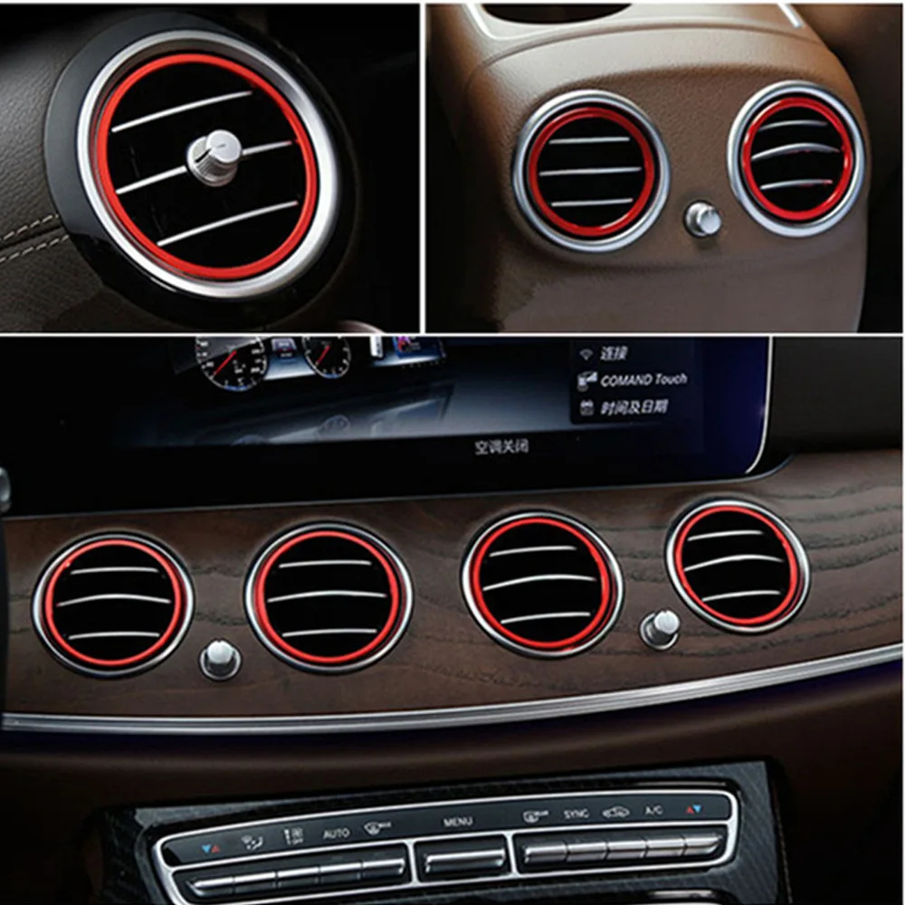 8pcs Car Air Condition Vent Outlet decoration rings Cover Trimfor Benz E class W213 E200 300L Interior accessories |