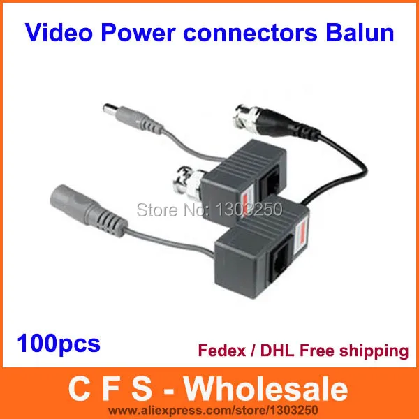 BNC CCTV RJ45 видео + Мощность Балун по UTP CAT5 передачи разъем приемника 100 шт./лот (50