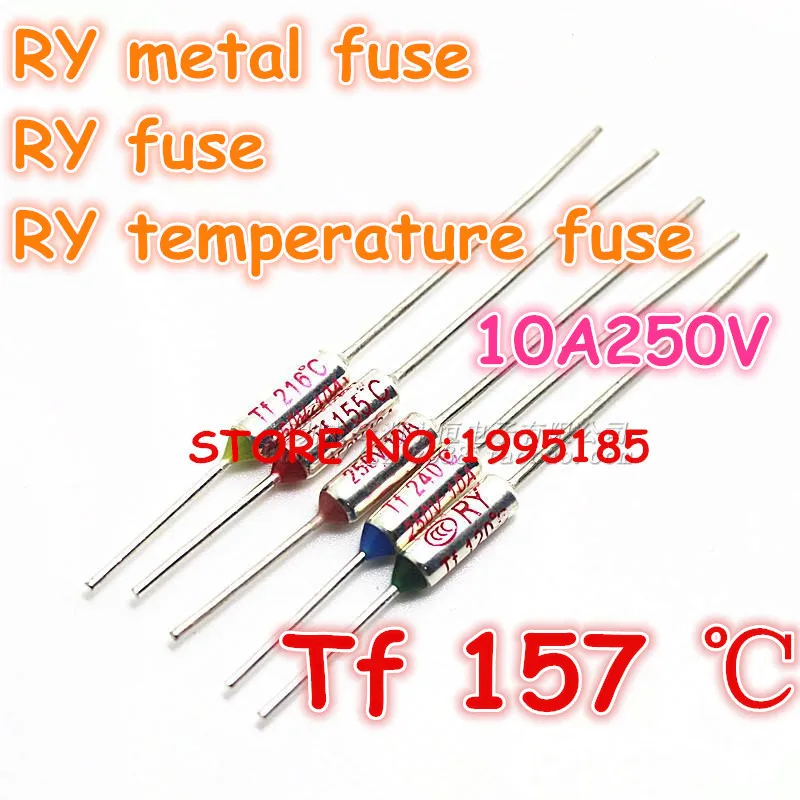 RY 100 шт./лот новый Micro тепловой плавкий предохранитель 10A250V 157 градусов C мини