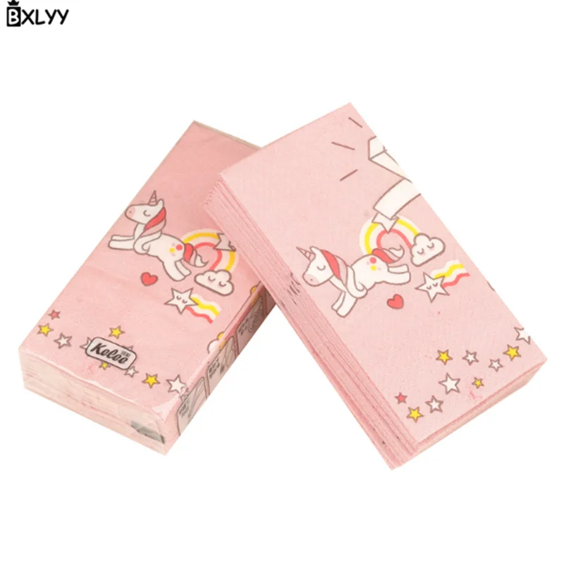 Pink BXLYY3 посылка с единорогом, розовая салфетка, мини-сумка, бумажные украшения для дня рождения, Детские вечерние принадлежности с единорогом, кухонные гаджеты. 7z - Цвет: Pink