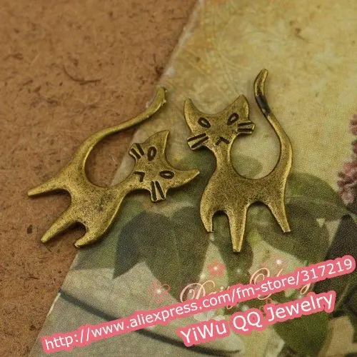 Zakka~ 22mm Antique Bronze Charms Cat Pendant Alloy Necklace and Bracelet |
