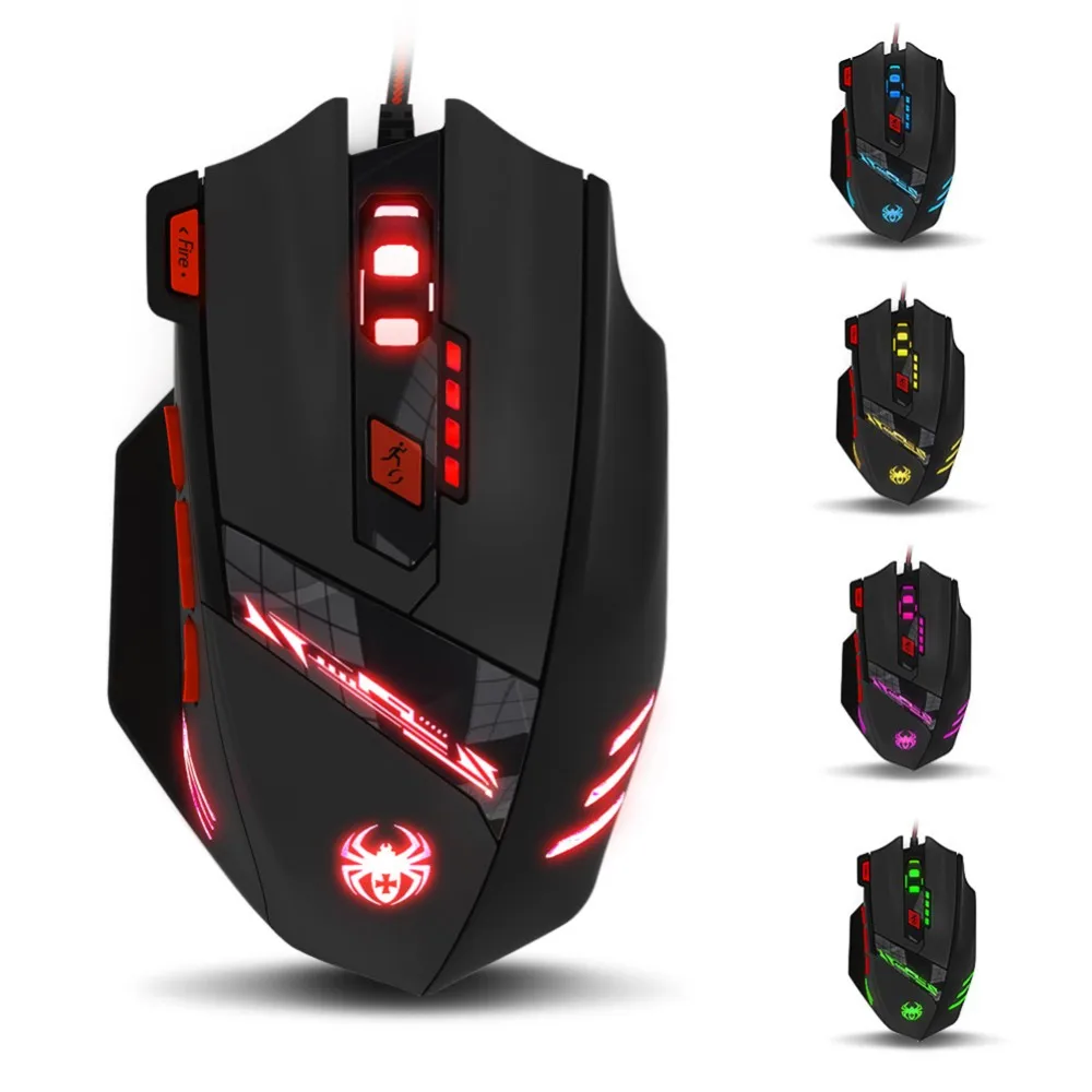Компьютерные аксессуары ZELOTES T-90 8 ключ 9200 dpi Проводная USB оптическая профессиональная игровая мышь 13 светильник режим