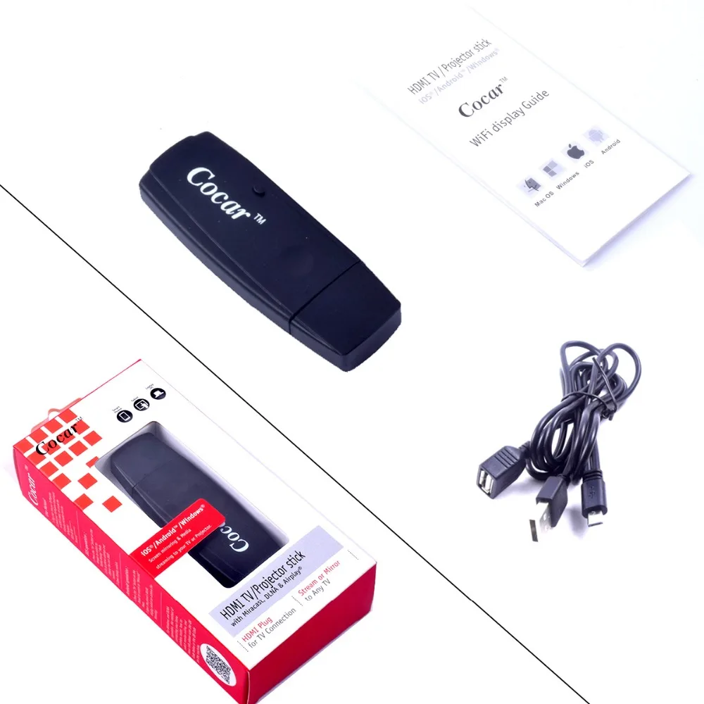 Адаптер Miracast с прямым и проводным подключением Plug &amp Play или беспроводным