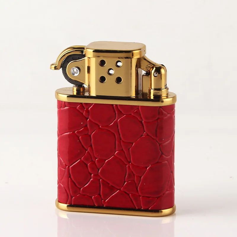 Red and gold Металлические старомодные шлифовальные круги пламени зажигалки гаджеты для мужчин - Цвет: Red and gold