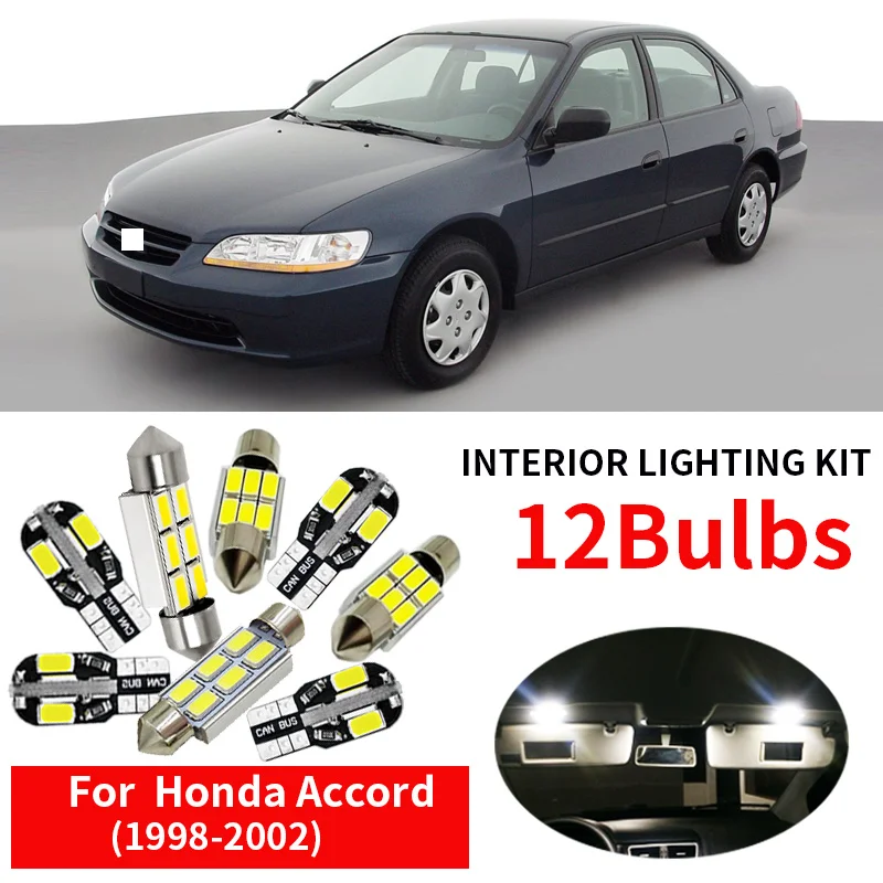 12 шт. белые светодиодный лампы посылка та для 1998 1999 2000 2001 2002 Honda Accord Map багажника