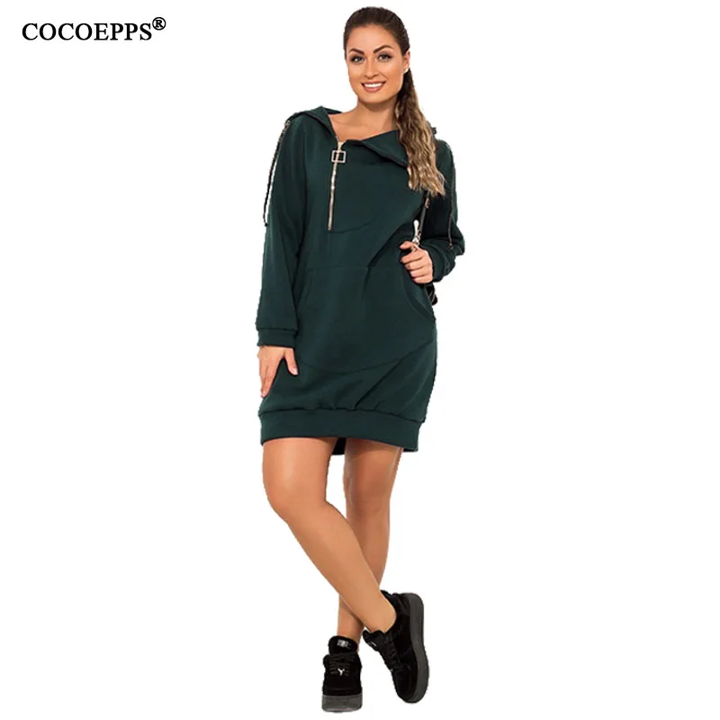 Осень, 5XL, женское платье большого размера, зимнее, теплое, большого размера, платье с капюшоном, повседневное, 6XL размера плюс, тянущийся свитер с капюшоном, платья